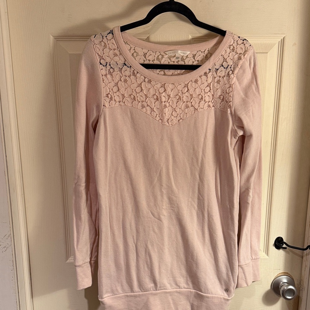 Victoria's Secret Blush Lace Long Sleeve Top